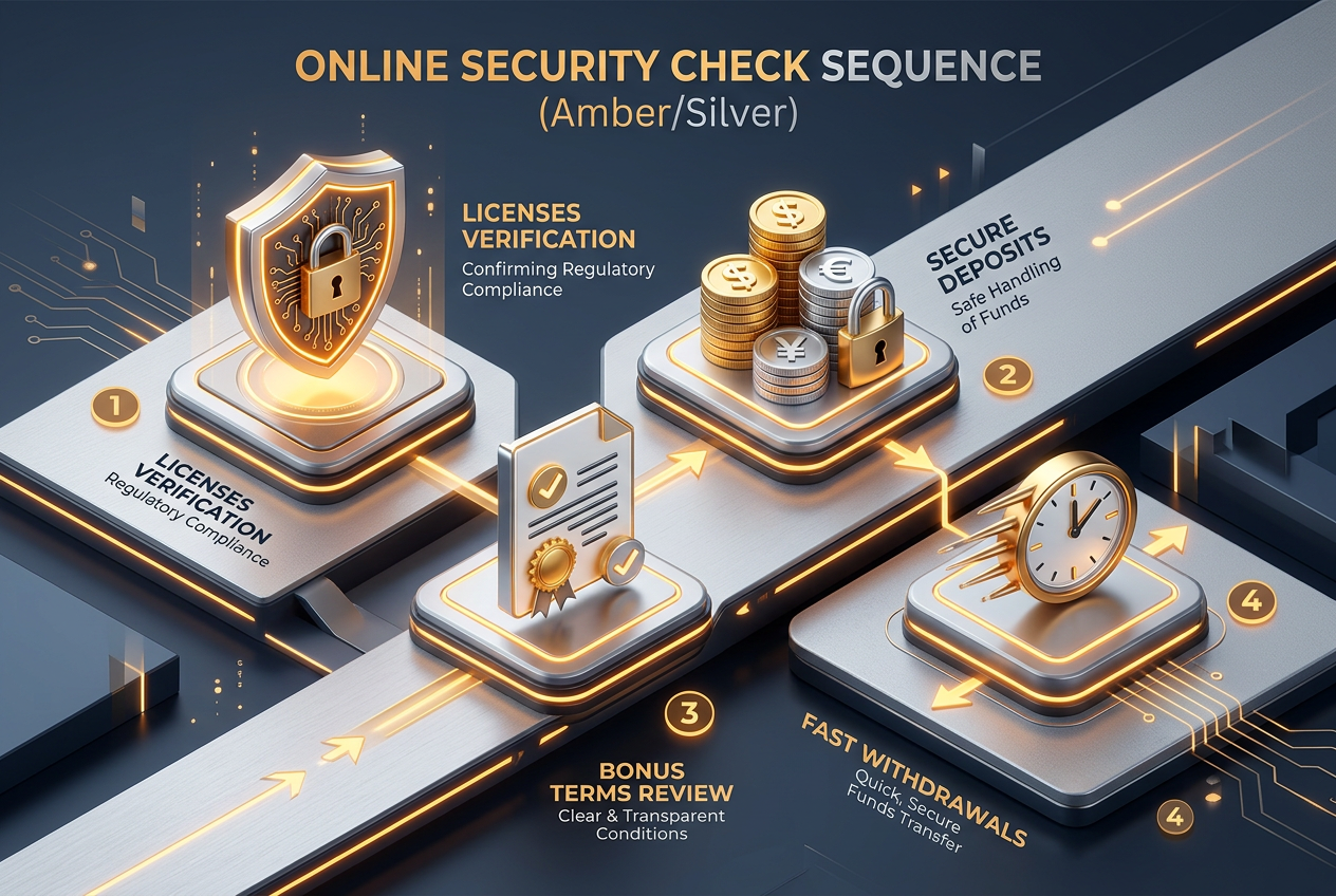 Infografika przedstawiająca rygorystyczny proces weryfikacji kasyna online