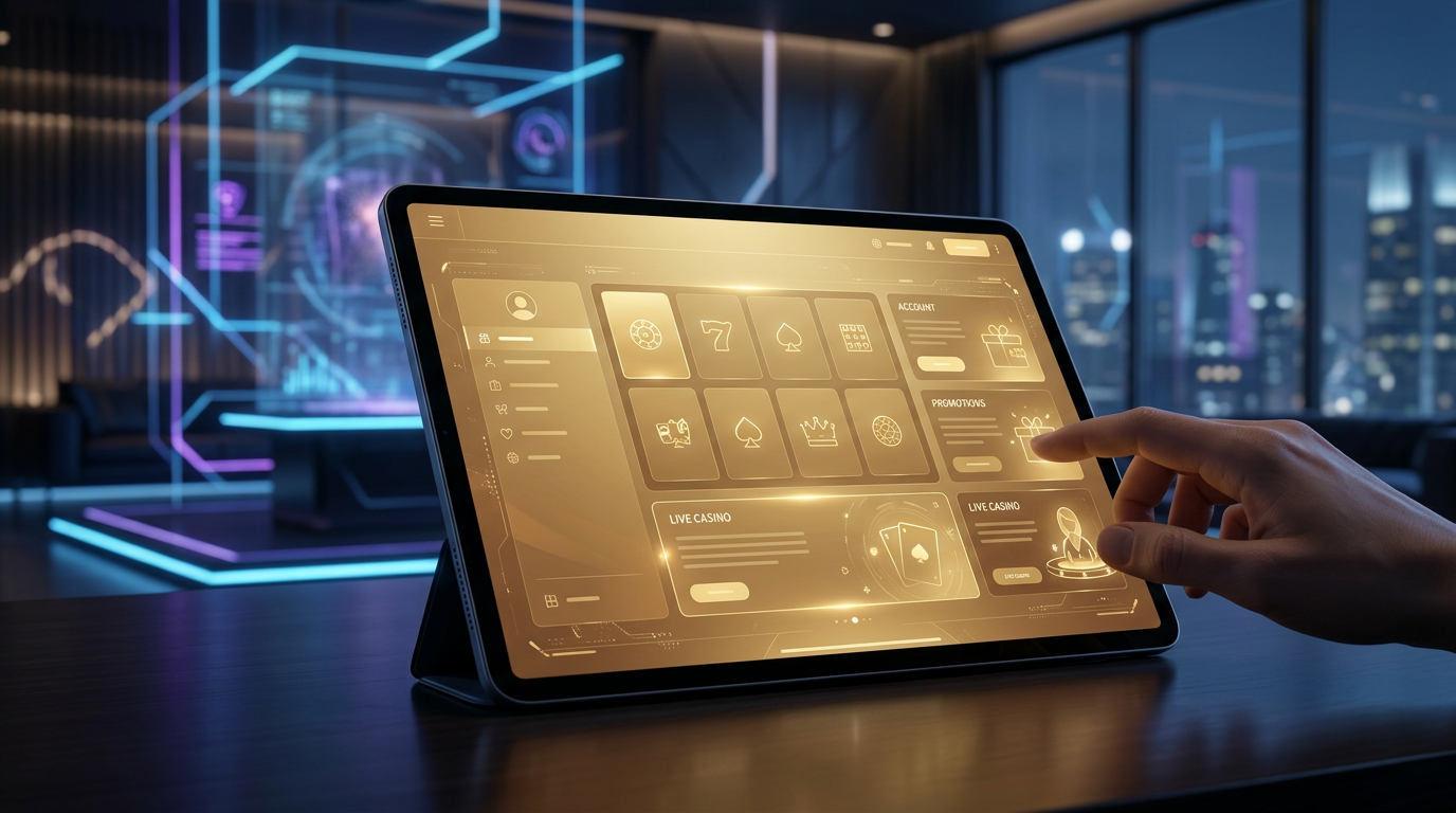 Futuristic 2026 online casino interface on a digital device