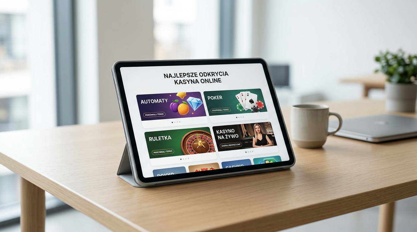 Nowoczesny tablet z grami kasynowymi online na biurku