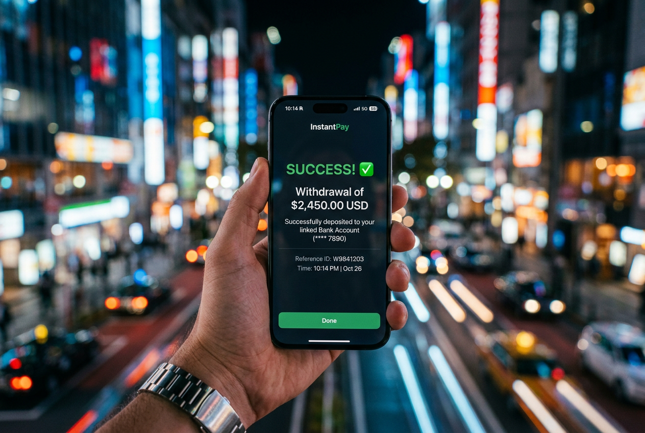 Użytkownik zlecający szybką wypłatę środków z kasyna na telefonie